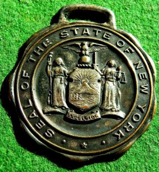 Vintage Watch Fob Seal Of The State Of York Bastian Brothers Rochester Ny