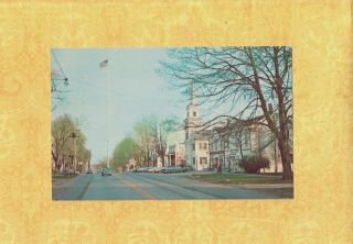 Ct Newtown 1960s Era Vintage Postcard Main St Buildings & Vintage Automobiles