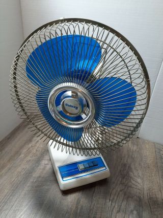 Vintage Galaxy 12 " Oscillating 3 - Speed Fan Type 12 - 1 Translucent Blue Blades