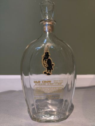 Vintage Old Crow Kentucky Straight Bourbon Whiskey Bottle 1958