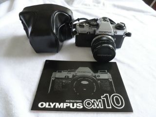 Vintage Olympus Om10 35mm Film Slr Camera Body W/zuiko 50mm F1.  8 Lens