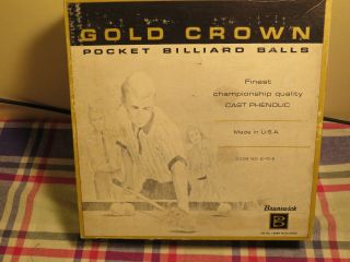 Vintage Brunswick Gold Crown Pocket Billiard Balls W/ Box 2 - 10 - 5