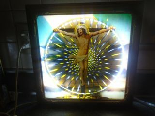 Vintage Jesus Light Up Motion Wall Hanging Jesus Picture Decor Kaleidoscope