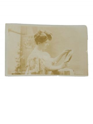 Vintage Real Photo Postcard Lovely Dutch Lady Holding A Picture 1911
