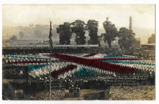 Bristol Empire Day Celebrations 2500 Children Union Jack Rp Vintage Postcard 8.  9
