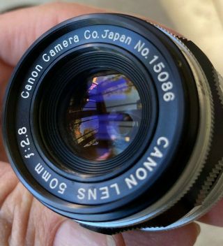 Vintage Canon Lens 50mm f:2.  8 Japan No.  15086 With Caps & Case 2