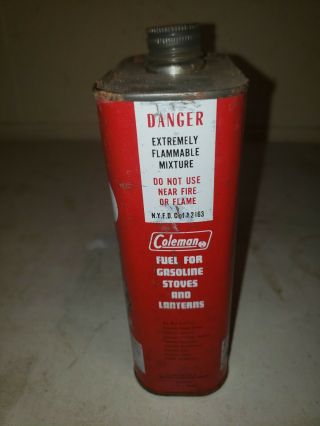 Vintage Coleman Stove And Lantern Fuel Tin Country Store Quart Size 2