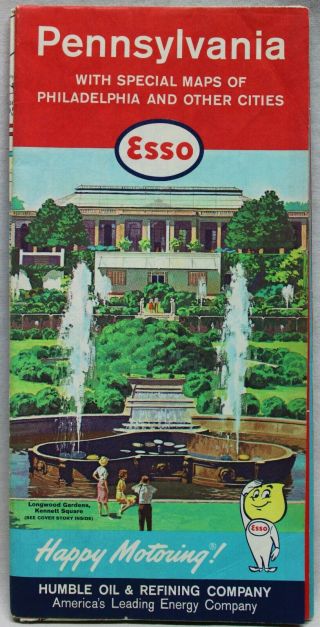 Esso Service Station State Of Pennsylvania Highway Road Map 1961 Vintage Travel