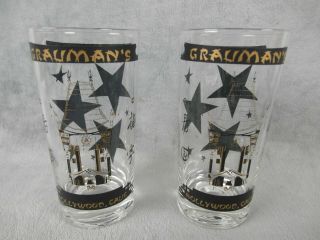 2 Vintage Grauman’s Chinese Theatre Souvenir Drinking Glass Tumblers