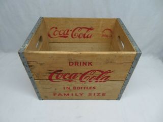 Vintage Drink Coca - Cola In Bottles Family Size - Wood Crate / Display Box