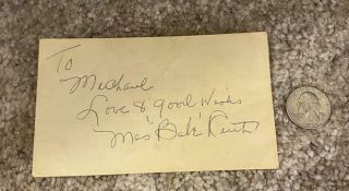 Mrs.  Babe Ruth Signed Autograph Note Good Wishes Vintage 1960 