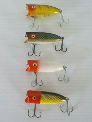 Group Of 4 Vintage Heddon Baby Lucky 13 Fishing Lures