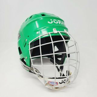 Vintage 1980s Green Jofa Sr Helmet With Jofa Senior White Hockey Cage Mask Old
