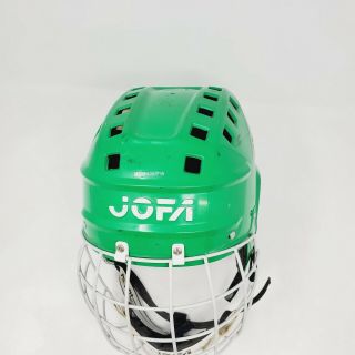 Vintage 1980s Green Jofa SR Helmet With Jofa Senior White Hockey Cage Mask Old 2