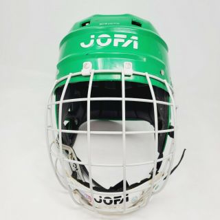 Vintage 1980s Green Jofa SR Helmet With Jofa Senior White Hockey Cage Mask Old 3