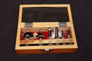 Vintage Craftsman Carpentry Woodworking 6 - Piece Router Bit Set W/ Case Dovetail