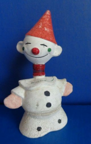 Vintage Snowman Nodder Candy Container - Unusual Holiday Paper Mache