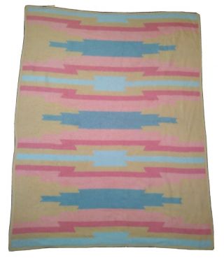 Vintage Biederlack Of America Blanket Throw Aztec Southwest Pastel 68 " X 53 "