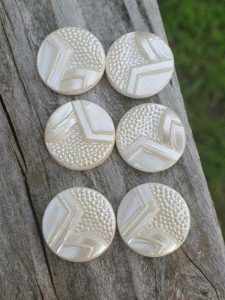 Vintage Mid Century White Cabochon Cabs Pearlized Coating - Set 6 Diy Jewelry