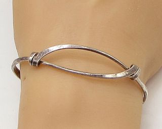 Ed Levin 925 Sterling Silver - Vintage Open Designed Bangle Bracelet - Bt1289