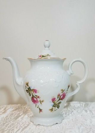 Vtg Wawel China Teapot Pattern Wav8 With Roses Made In Poland