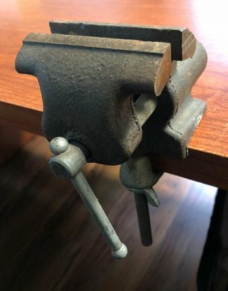 Antique / Vintage Jeweler Watchmaker Bench Table Clamp Vise Anvil