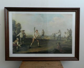 Vintage Framed Cricket Print - After Francis Hayman 1743