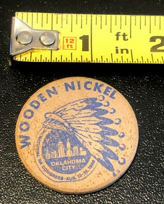Vintage Oklahoma City OK Wooden Nickel Token Royal Ambassador Congress 1968 3