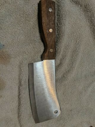 Vtg Old Homestead Lifetime Cutlery Japan Wood Handle Chopping Knife Cleaver