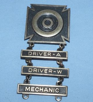 Vintage Usmc Marine Corps Sterling Silver Driver Qualification Badge 3 Bars