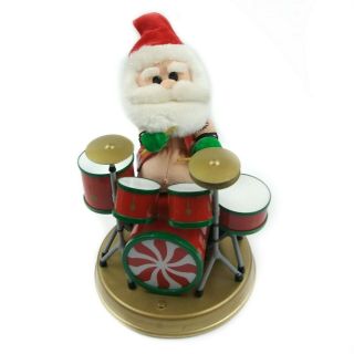 Gemmy Santa Animated Musical Christmas Moving Tattoo Drums Belly 1995 Vintage