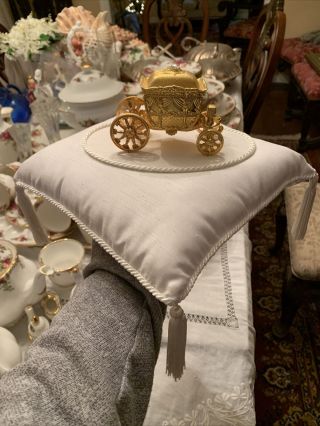 Vintage Cinderella Carriage Ring Bearer Pillow Gold Tone
