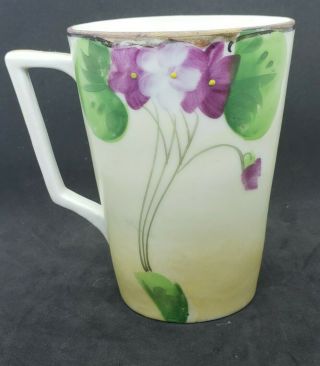 4 " Nippon China E - Oh Hand Painted China Vintage Tea Or Coffee Cup Gold Rimmed