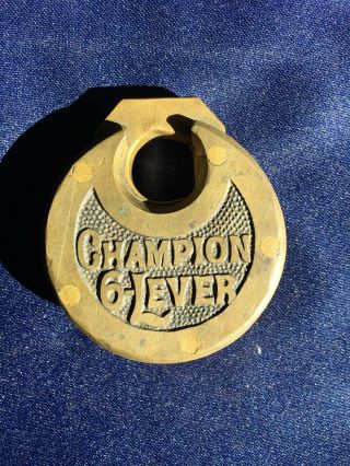 Vintage Champion 6 Lever Pancake Brass Lock
