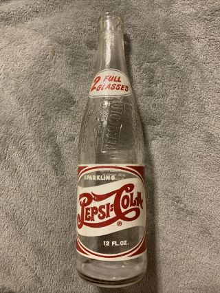 Vintage Pepsi:cola Acl 2 Full Glasses 12oz Soda Bottle St Louis,  Mo.  Missouri