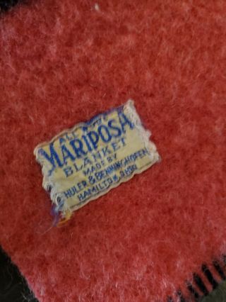 Vintage Mariposa Shuler Benninghofen Red W Black Stripes Wool Blanket 80x 58