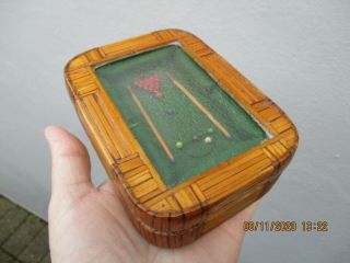 An Unusual Vintage Tin Box With A Snooker Or Pool Theme Diorama - C1930 - 1950
