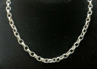 Vintage Sterling Silver 925 Open Link Necklace 17 Inch Length,  42.  3grams