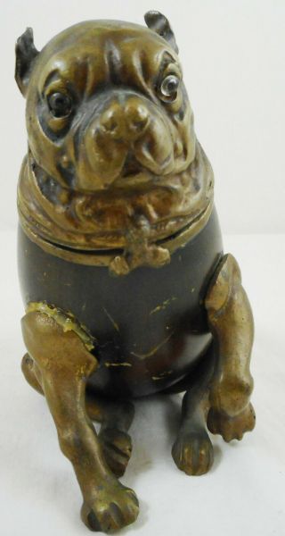 Vintage Bulldog Inkwell Arthur Court Design Missing Insert Stash Holder