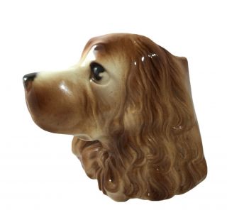 Vintage Royal Copley Dog Head Spaniel Wall Pocket Planter 5” Tall B44