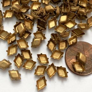 24 Vintage Diamond Prong Settings 6/4 Brass Findings Closed Back 6x4 Rhombus