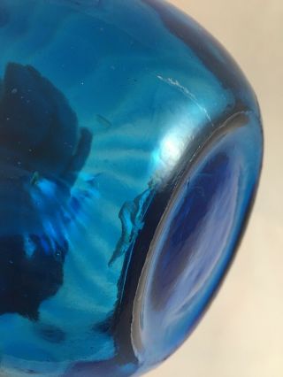 Vintage Genie Bottle Blue Mid Century Empoli Onion Glass Decanter Italian 3