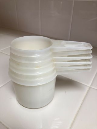 Vintage Tupperware Clear/white Set Of 6 Nesting Measuring Cups