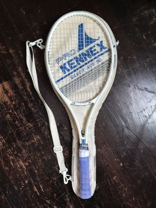 Vintage Pro Kennex Silver Ace 90 Ceramic Tennis Racquet W/ Case