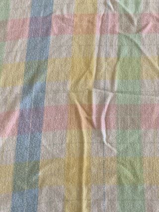 VTG Tennessee Woolen Mills Acrylic Baby Blanket Pastel Plaid Fringe USA 2