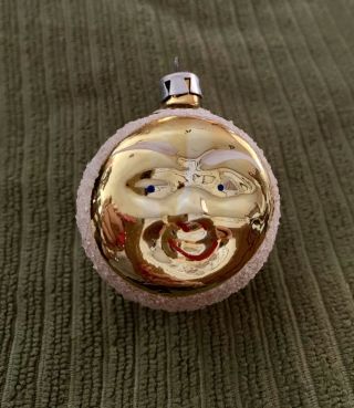 Vintage Man In The Moon Mercury Glass Mica Christmas Ornament