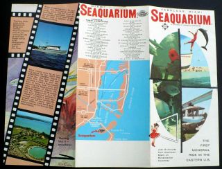 1960 Miami Florida Fabulous Seaquarium On Rickenbacker Causeway Color Brochure