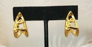 Vintage Avon Initial Style Gold Tone Pierced Earrings - Initial L