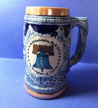 Vintage Beer Stein / Mug With Philadelphia Pa Liberty Bell 6 - /14 " Tall