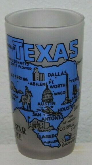 Vintage Texas Glass - " The Lone Star State " Glass - 5 Inch Tall Texas Glass